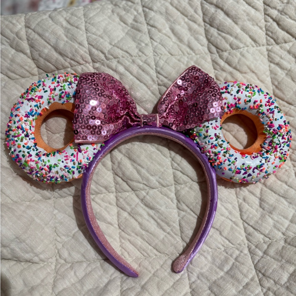 Authentic Disney World Sparkling Pink Donut Ears Headband